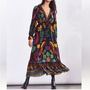 FARM Rio Colorful Floral Long Sleeve Dress